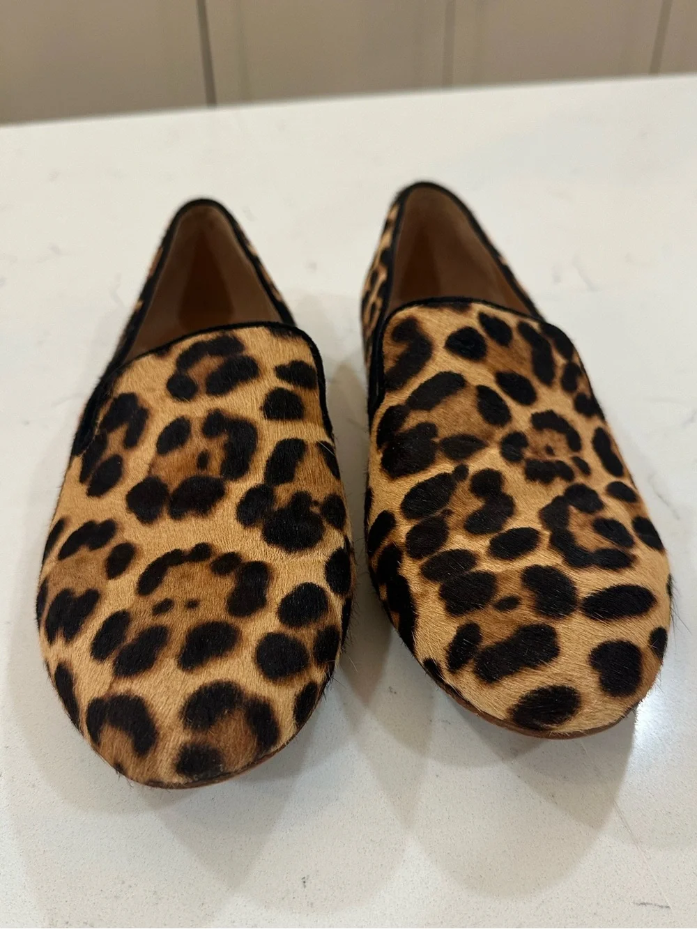 J.Crew Leopard Hide Hair Print Slip-On Women’s Loafers - Tan/Black- 8